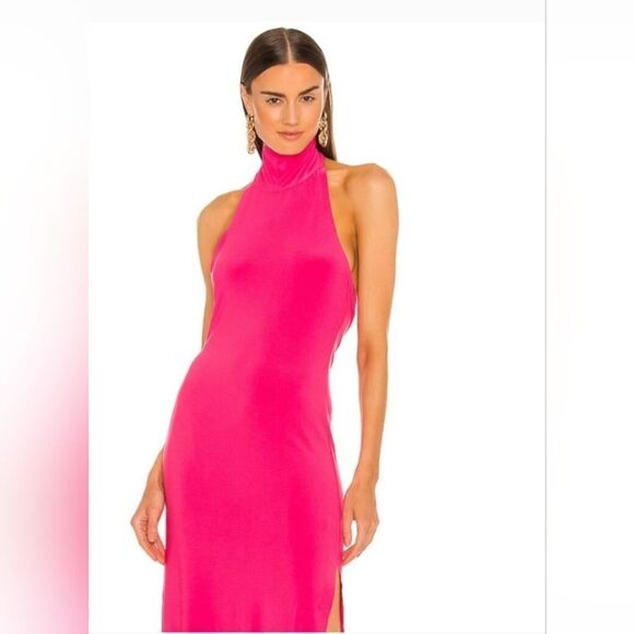 NORMA KAMALI Halter Turtle Dress In Rose Size MEDIUM - Picture 1 of 15